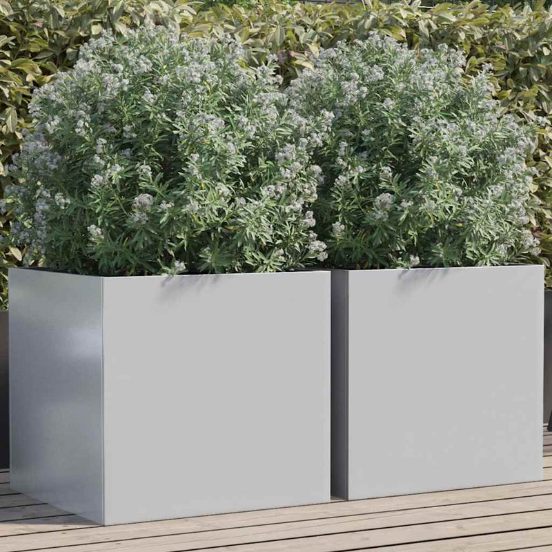 Afbeelding laden in galerijviewer, Vidaxl plantenbakken 2 st 49x47x46 cm gegalvaniseerd staal zilverkleur
