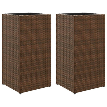 Vidaxl plantenbakken 2 st 30x30x60 cm poly rattan bruin