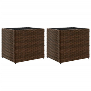 Vidaxl plantenbakken 2 st 36x30x32 cm poly rattan bruin