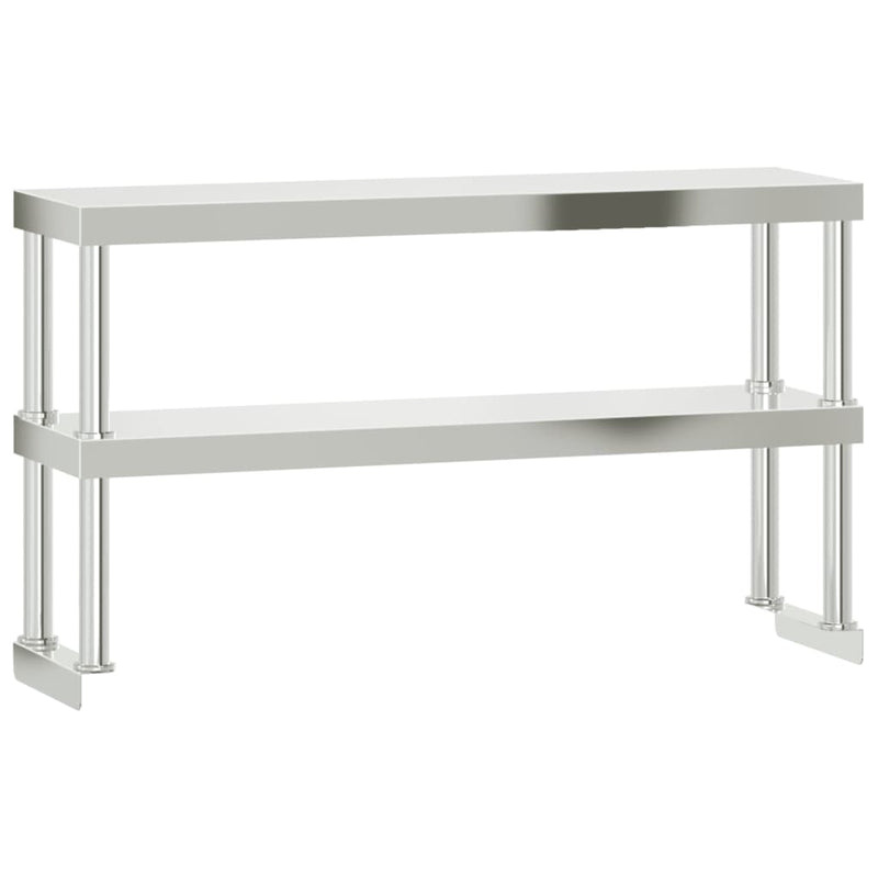 Afbeelding laden in galerijviewer, Vidaxl verhoging voor werktafel 2-laags 110x30x65 cm roestvrij staal
