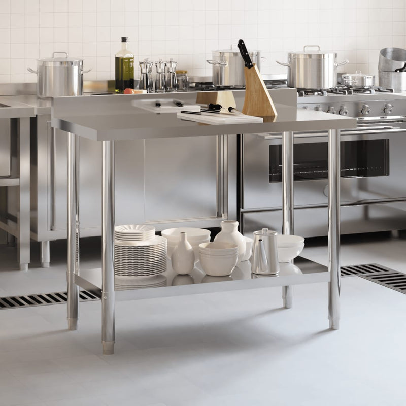 Afbeelding laden in galerijviewer, Vidaxl keukenwerktafel met spatscherm 110x55x93 cm roestvrij staal
