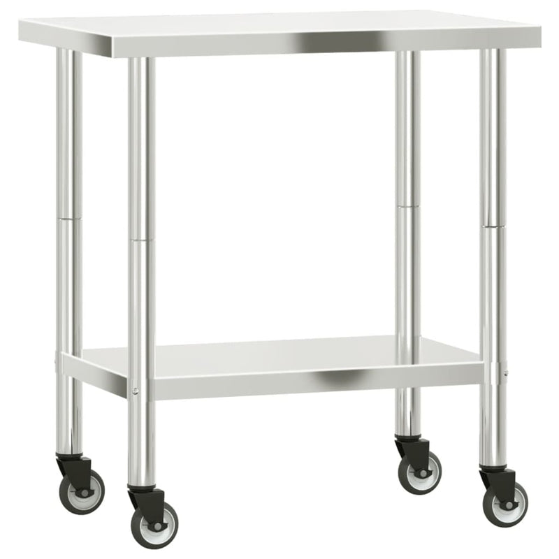 Afbeelding laden in galerijviewer, Vidaxl keukenwerktafel met wielen 82,5x55x85 cm roestvrij staal
