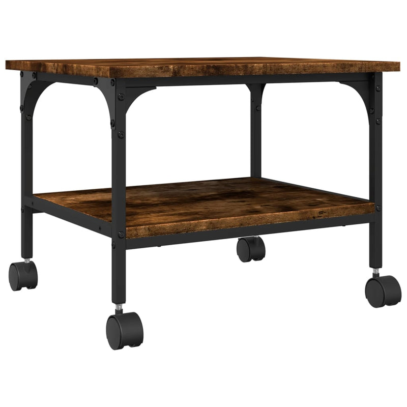 Afbeelding laden in galerijviewer, Vidaxl printerkastje 2-laags 50x40x38 cm bewerkt hout gerookt eiken
