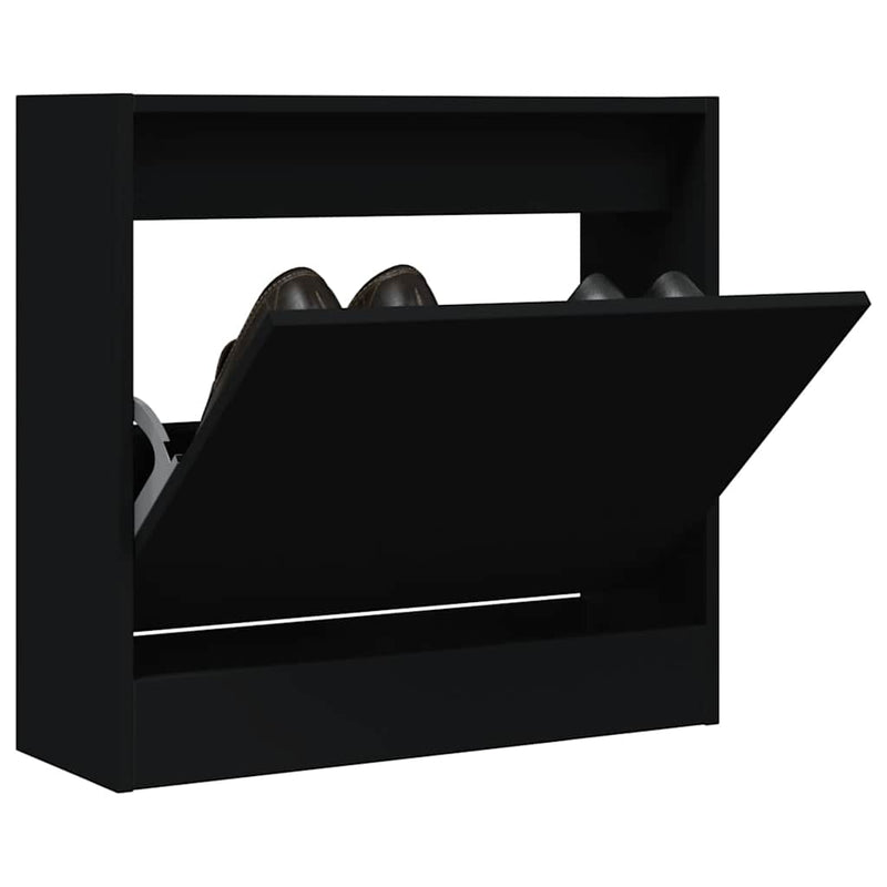 Afbeelding laden in galerijviewer, Vidaxl schoenenkast 60x21x57 cm bewerkt hout zwart
