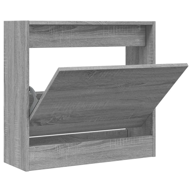 Afbeelding laden in galerijviewer, Vidaxl schoenenkast 60x21x57 cm bewerkt hout grijs sonoma eikenkleurig
