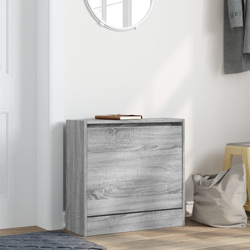 Afbeelding laden in galerijviewer, Vidaxl schoenenkast 60x21x57 cm bewerkt hout grijs sonoma eikenkleurig
