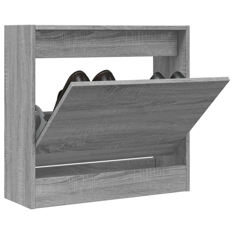 Afbeelding laden in galerijviewer, Vidaxl schoenenkast 60x21x57 cm bewerkt hout grijs sonoma eikenkleurig
