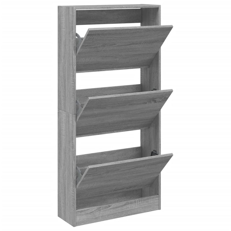 Afbeelding laden in galerijviewer, Vidaxl schoenenkast 60x21x125,5 cm bewerkt hout grijs sonoma eiken
