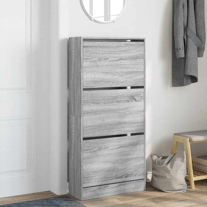 Afbeelding laden in galerijviewer, Vidaxl schoenenkast 60x21x125,5 cm bewerkt hout grijs sonoma eiken
