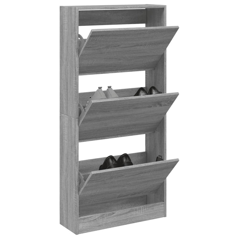 Afbeelding laden in galerijviewer, Vidaxl schoenenkast 60x21x125,5 cm bewerkt hout grijs sonoma eiken

