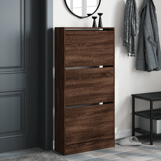Vidaxl schoenenkast 60x21x125,5 cm bewerkt hout bruin eikenkleur
