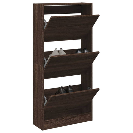 Vidaxl schoenenkast 60x21x125,5 cm bewerkt hout bruin eikenkleur