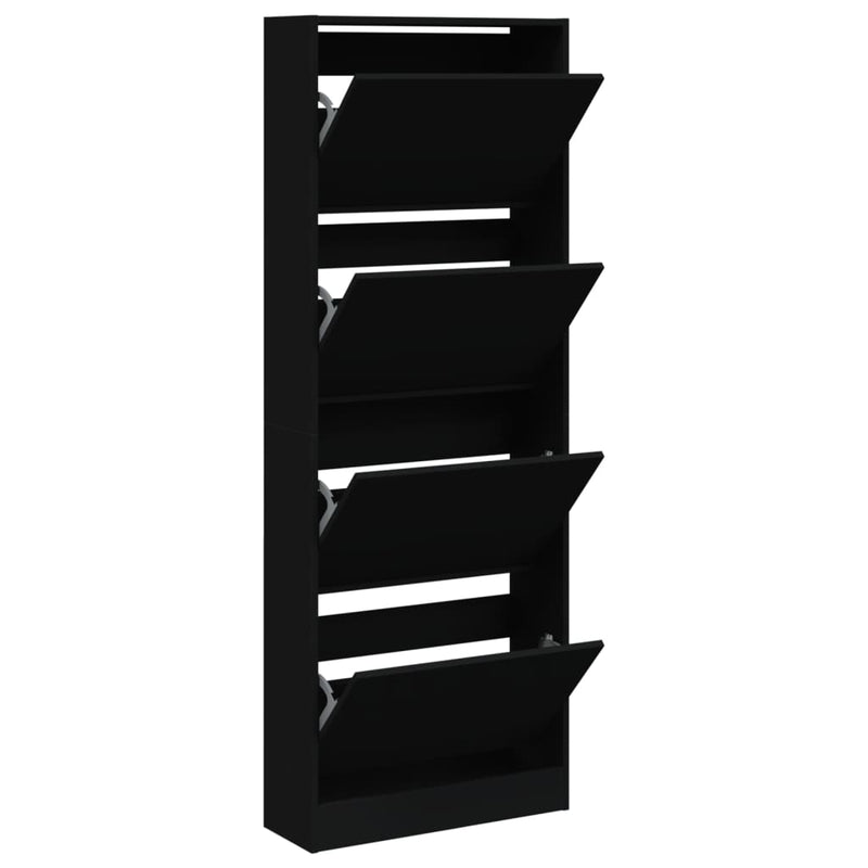 Afbeelding laden in galerijviewer, VidaXL Schoenenkast 60x21x163,5 cm bewerkt hout zwart
