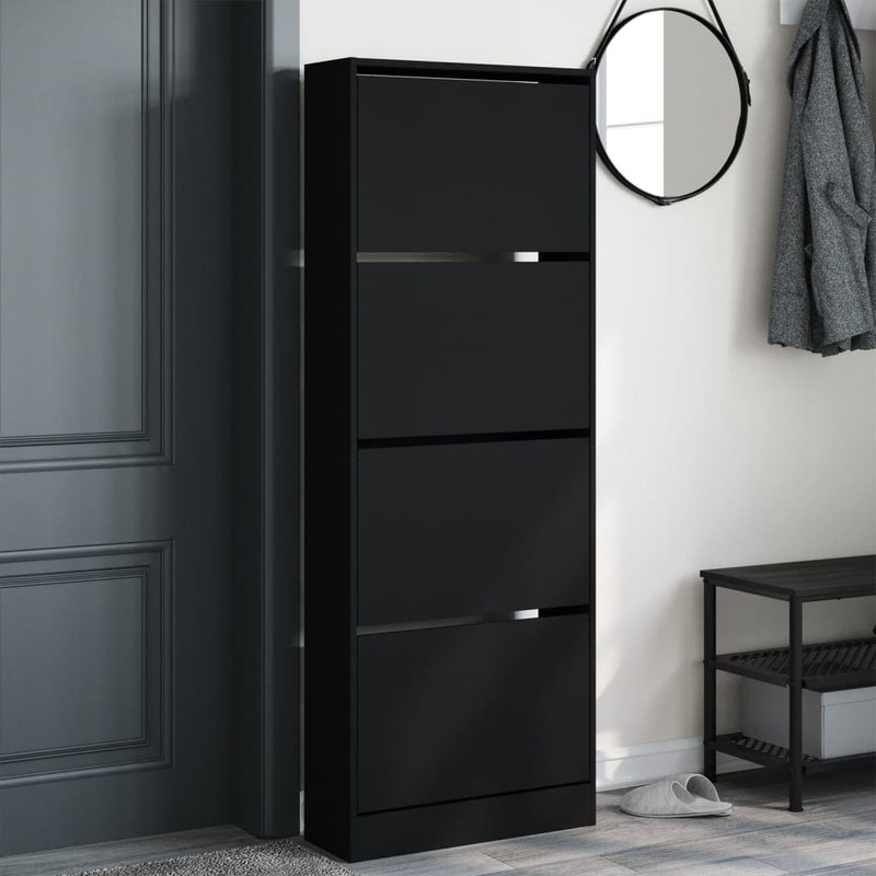 Afbeelding laden in galerijviewer, VidaXL Schoenenkast 60x21x163,5 cm bewerkt hout zwart
