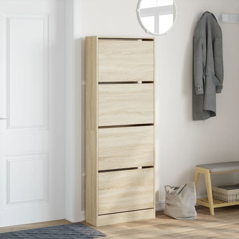 Afbeelding laden in galerijviewer, VidaXL Schoenenkast 60x21x163,5 cm bewerkt hout sonoma eikenkleurig
