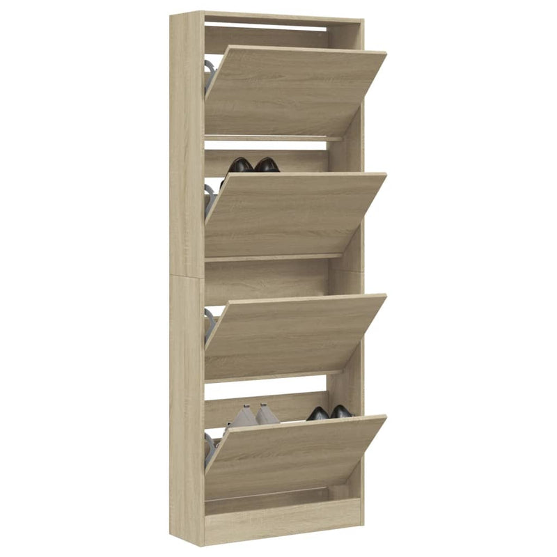 Afbeelding laden in galerijviewer, VidaXL Schoenenkast 60x21x163,5 cm bewerkt hout sonoma eikenkleurig

