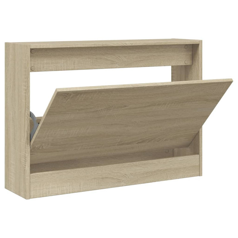Afbeelding laden in galerijviewer, Vidaxl schoenenkast 80x21x57 cm bewerkt hout sonoma eikenkleurig
