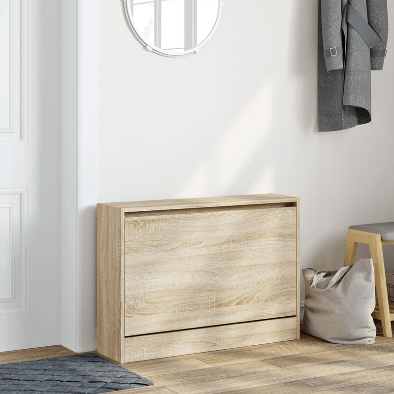 Afbeelding laden in galerijviewer, Vidaxl schoenenkast 80x21x57 cm bewerkt hout sonoma eikenkleurig
