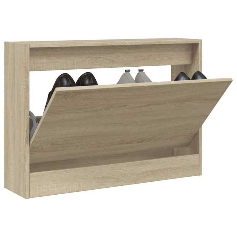 Afbeelding laden in galerijviewer, Vidaxl schoenenkast 80x21x57 cm bewerkt hout sonoma eikenkleurig
