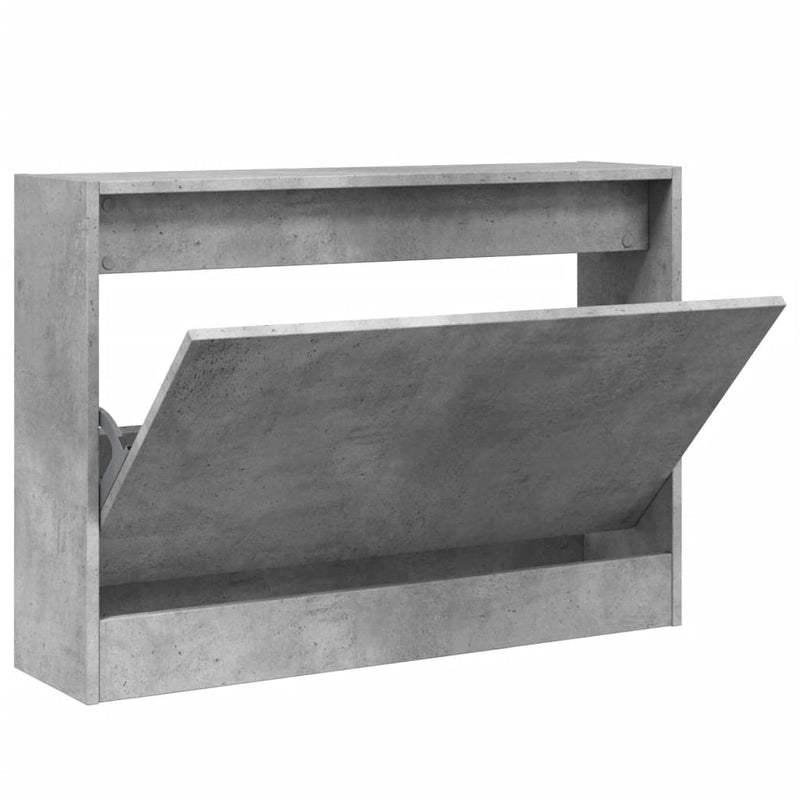 Afbeelding laden in galerijviewer, Vidaxl schoenenkast 80x21x57 cm bewerkt hout betongrijs
