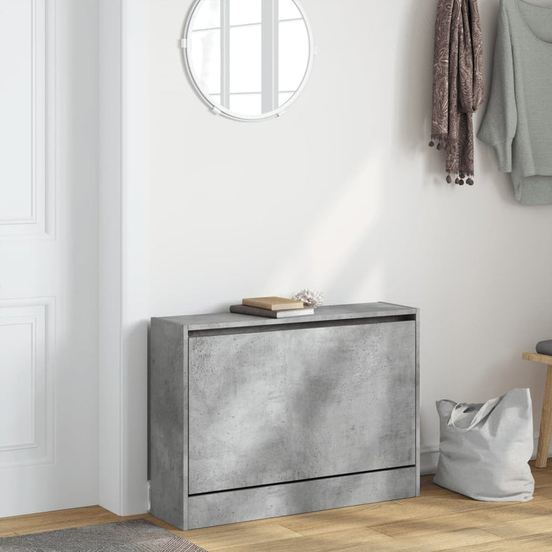 Afbeelding laden in galerijviewer, Vidaxl schoenenkast 80x21x57 cm bewerkt hout betongrijs
