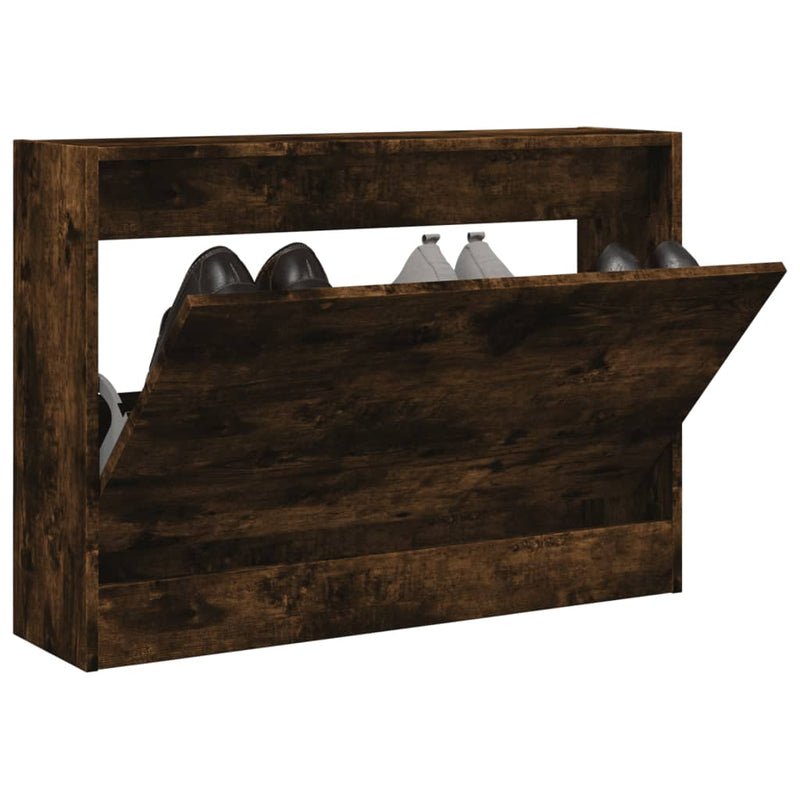 Afbeelding laden in galerijviewer, Vidaxl schoenenkast 80x21x57 cm bewerkt hout gerookt eikenkleurig
