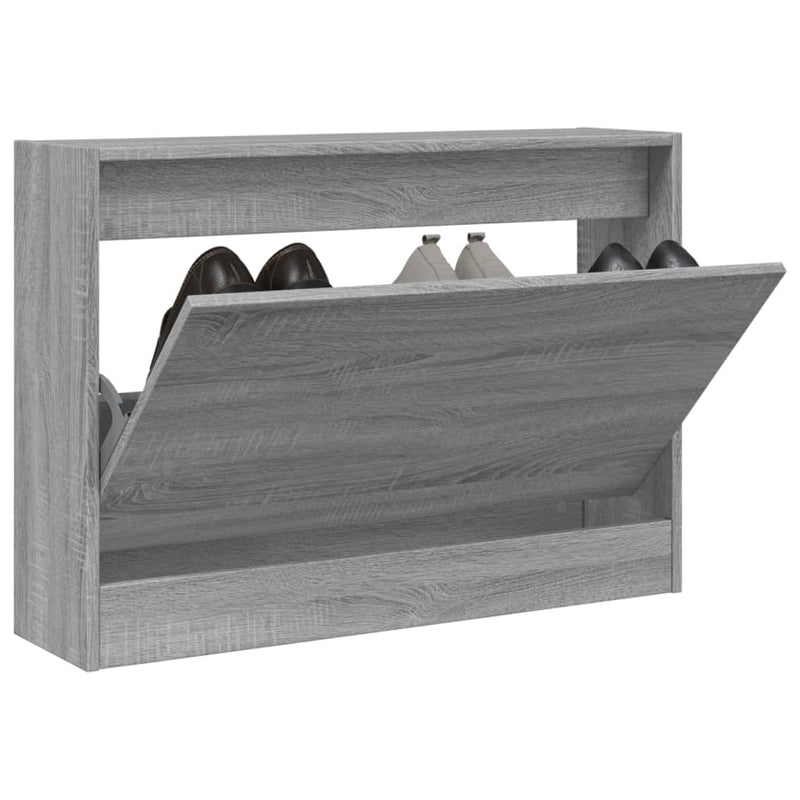 Afbeelding laden in galerijviewer, Vidaxl schoenenkast 80x21x57 cm bewerkt hout grijs sonoma eikenkleur

