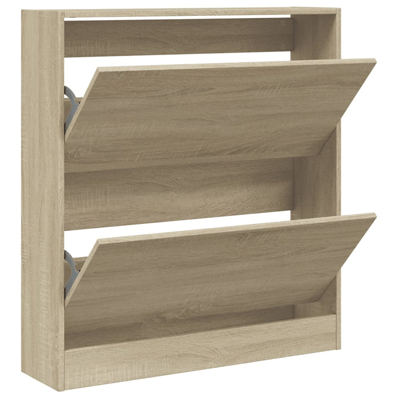 Afbeelding laden in galerijviewer, Vidaxl schoenenkast 80x21x87,5 cm bewerkt hout sonoma eikenkleurig
