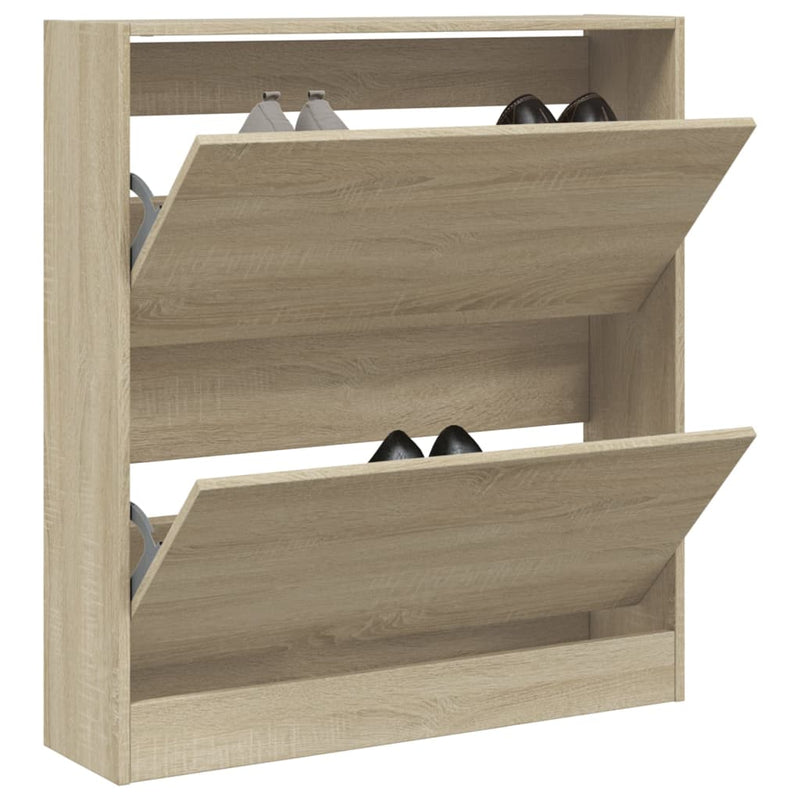 Afbeelding laden in galerijviewer, Vidaxl schoenenkast 80x21x87,5 cm bewerkt hout sonoma eikenkleurig
