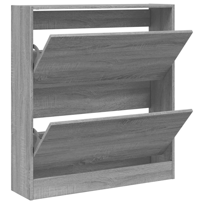 Afbeelding laden in galerijviewer, Vidaxl schoenenkast 80x21x87,5 cm bewerkt hout grijs sonoma eikenkleur
