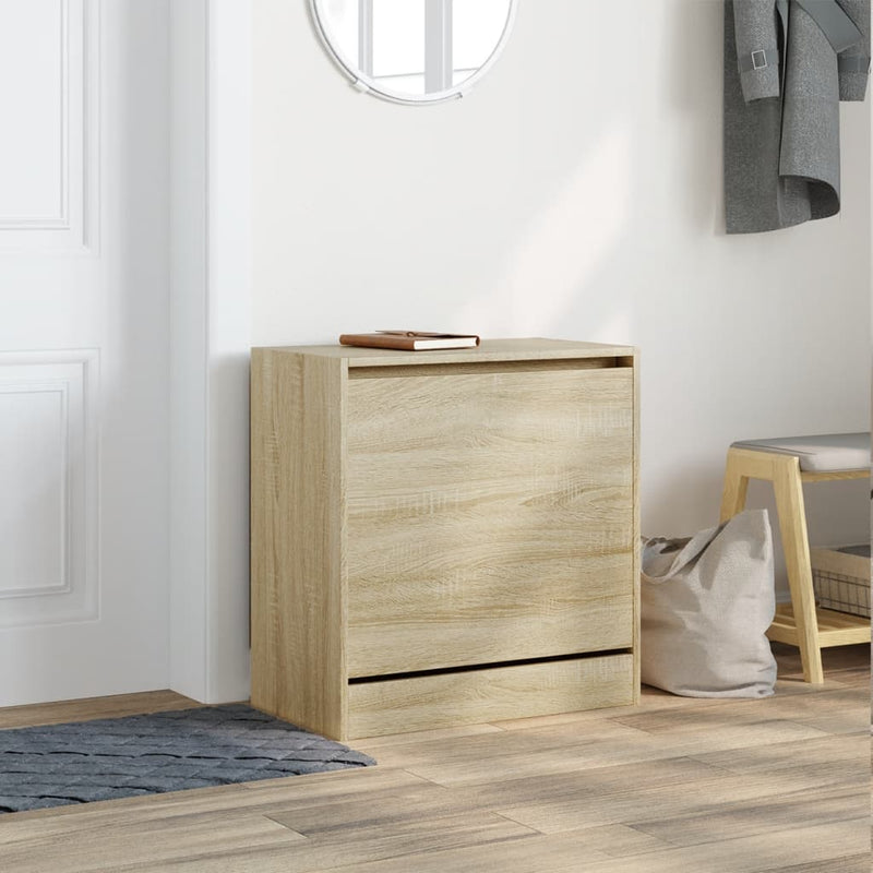 Afbeelding laden in galerijviewer, Vidaxl schoenenkast 60x34x63,5 cm bewerkt hout sonoma eikenkleurig
