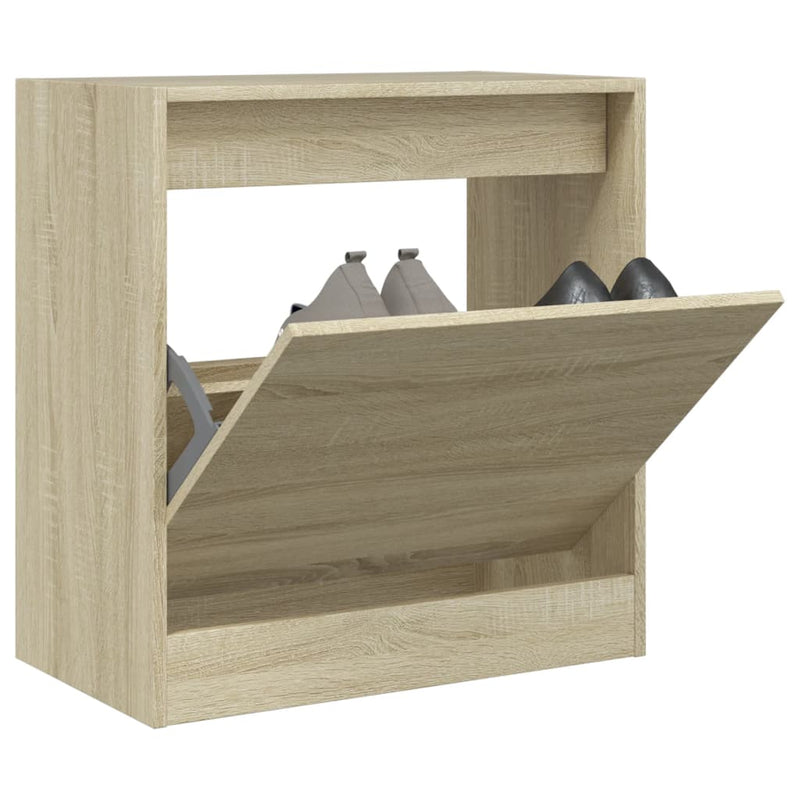 Afbeelding laden in galerijviewer, Vidaxl schoenenkast 60x34x63,5 cm bewerkt hout sonoma eikenkleurig
