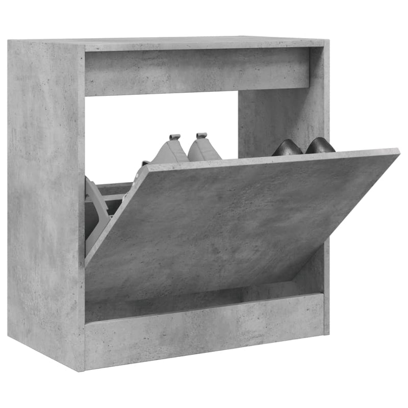 Afbeelding laden in galerijviewer, Vidaxl schoenenkast 60x34x63,5 cm bewerkt hout betongrijs
