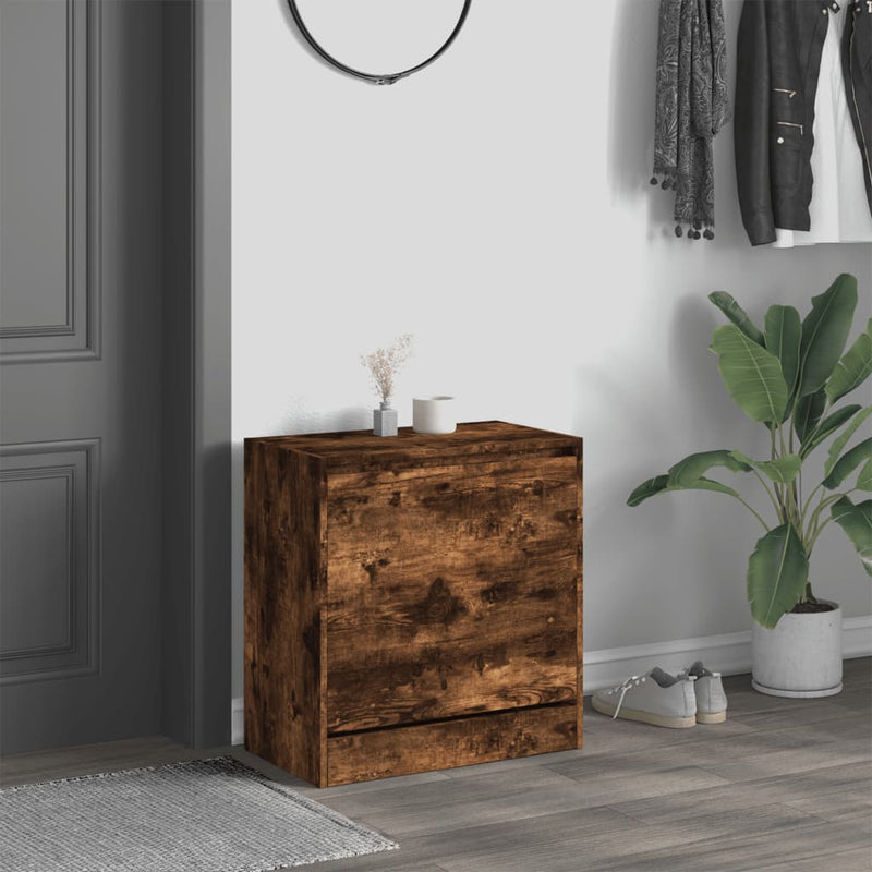 Afbeelding laden in galerijviewer, Vidaxl schoenenkast 60x34x63,5 cm bewerkt hout gerookt eikenkleurig
