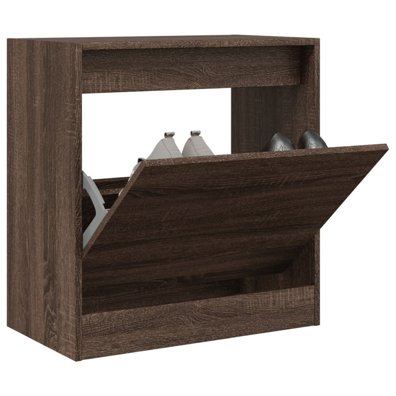 Afbeelding laden in galerijviewer, Vidaxl schoenenkast 60x34x63,5 cm bewerkt hout bruin eikenkleur
