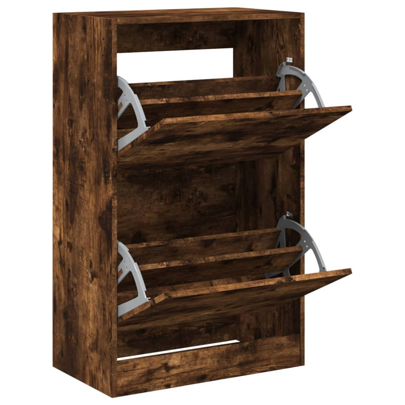Afbeelding laden in galerijviewer, Vidaxl schoenenkast 60x34x96,5 cm bewerkt hout gerookt eikenkleurig
