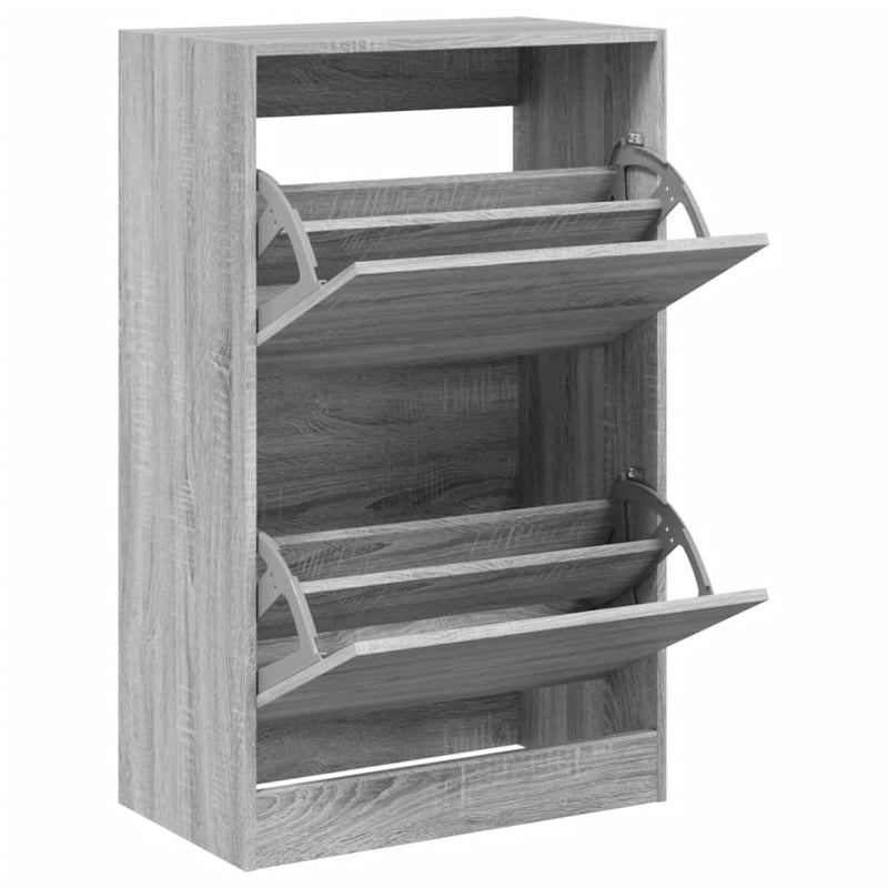 Afbeelding laden in galerijviewer, Vidaxl schoenenkast 60x34x96,5 cm bewerkt hout grijs sonoma eikenkleur

