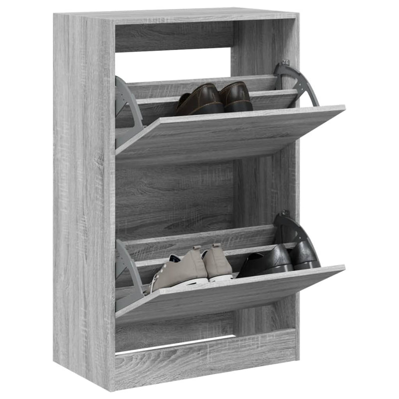 Afbeelding laden in galerijviewer, Vidaxl schoenenkast 60x34x96,5 cm bewerkt hout grijs sonoma eikenkleur
