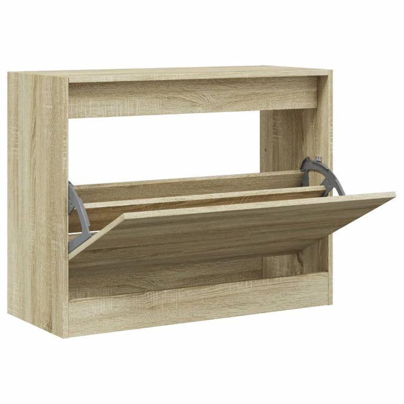 Afbeelding laden in galerijviewer, Vidaxl schoenenkast 80x34x63 cm bewerkt hout sonoma eikenkleurig
