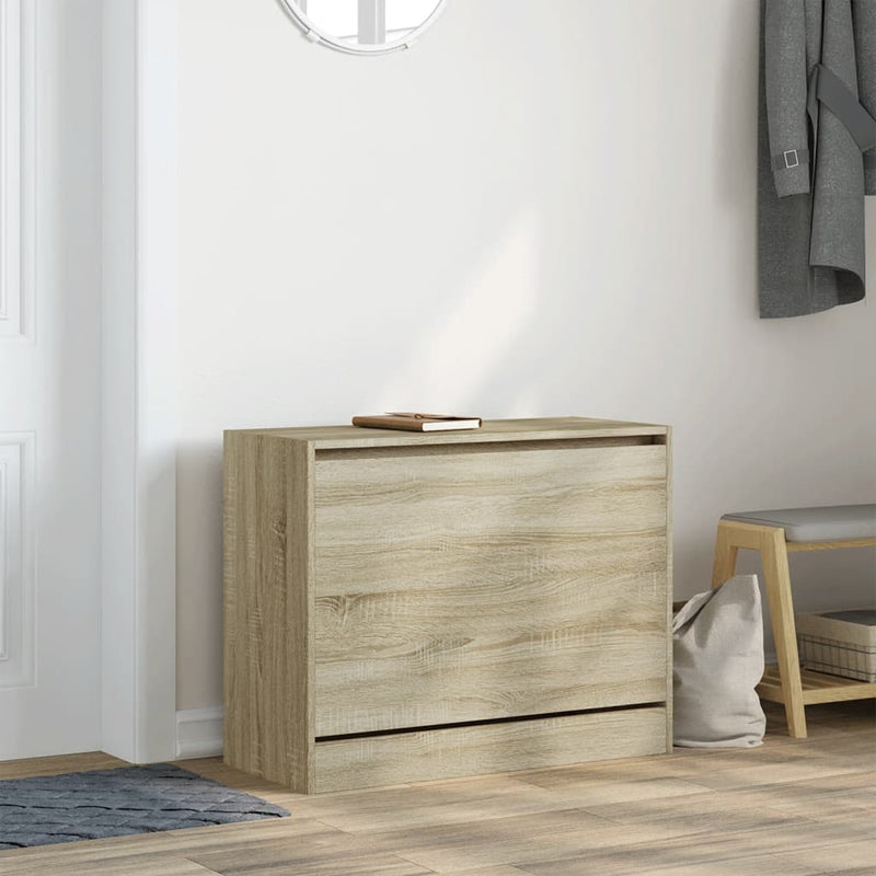 Afbeelding laden in galerijviewer, Vidaxl schoenenkast 80x34x63 cm bewerkt hout sonoma eikenkleurig

