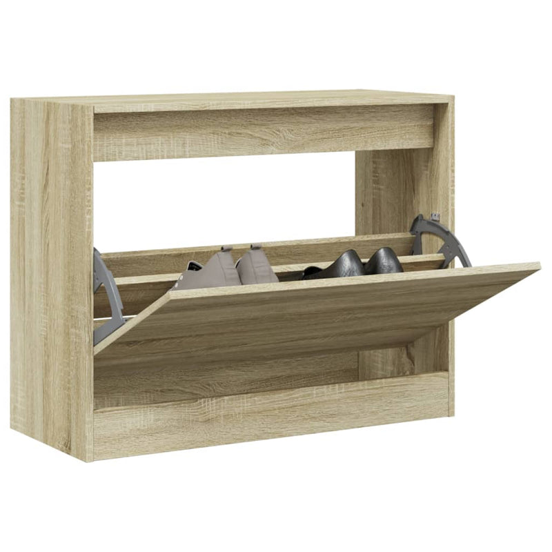 Afbeelding laden in galerijviewer, Vidaxl schoenenkast 80x34x63 cm bewerkt hout sonoma eikenkleurig
