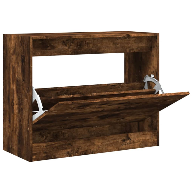 Afbeelding laden in galerijviewer, Vidaxl schoenenkast 80x34x63 cm bewerkt hout gerookt eikenkleurig
