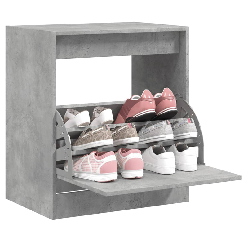 Afbeelding laden in galerijviewer, Vidaxl schoenenkast 60x42x69 cm bewerkt hout betongrijs
