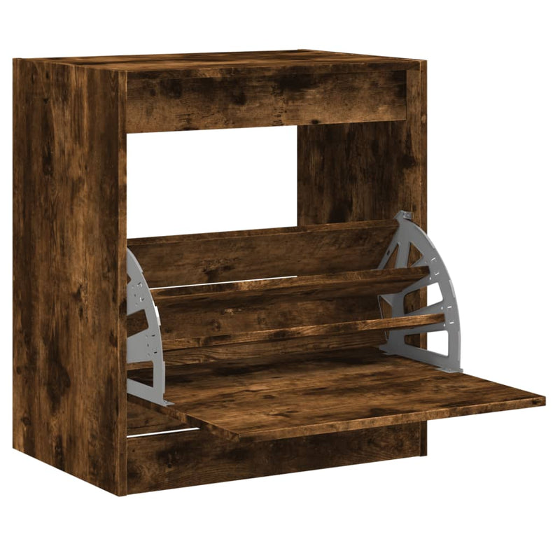 Afbeelding laden in galerijviewer, Vidaxl schoenenkast 60x42x69 cm bewerkt hout gerookt eikenkleurig

