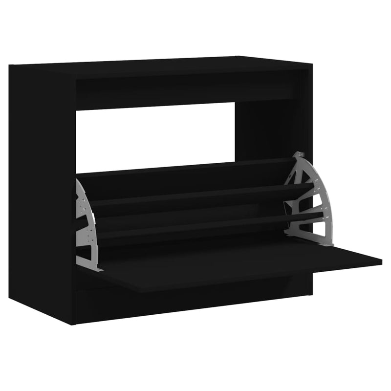 Afbeelding laden in galerijviewer, Vidaxl schoenenkast 80x42x69 cm bewerkt hout zwart
