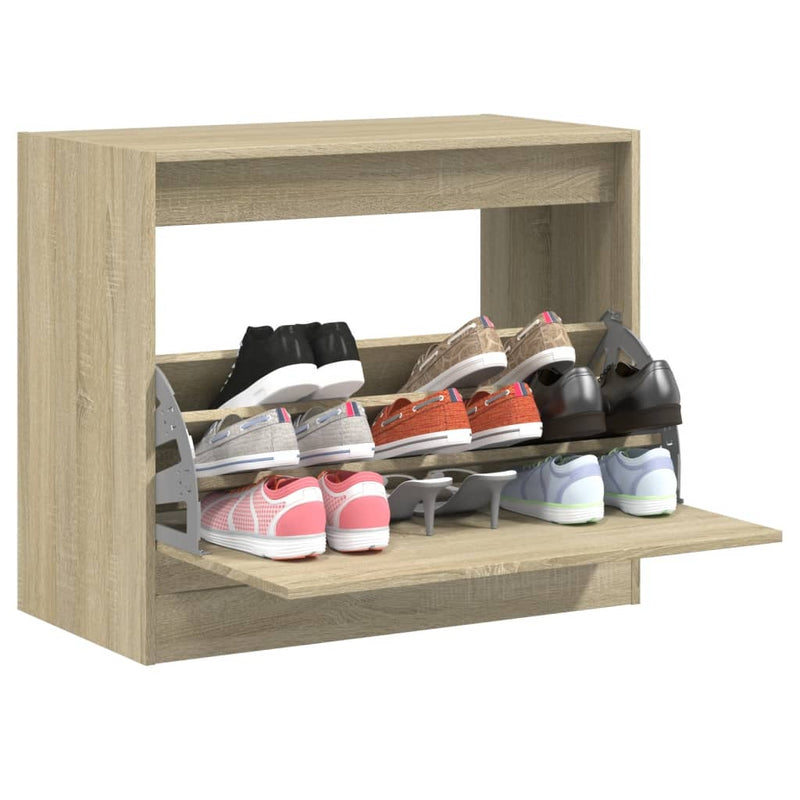 Afbeelding laden in galerijviewer, Vidaxl schoenenkast 80x42x69 cm bewerkt hout sonoma eikenkleurig
