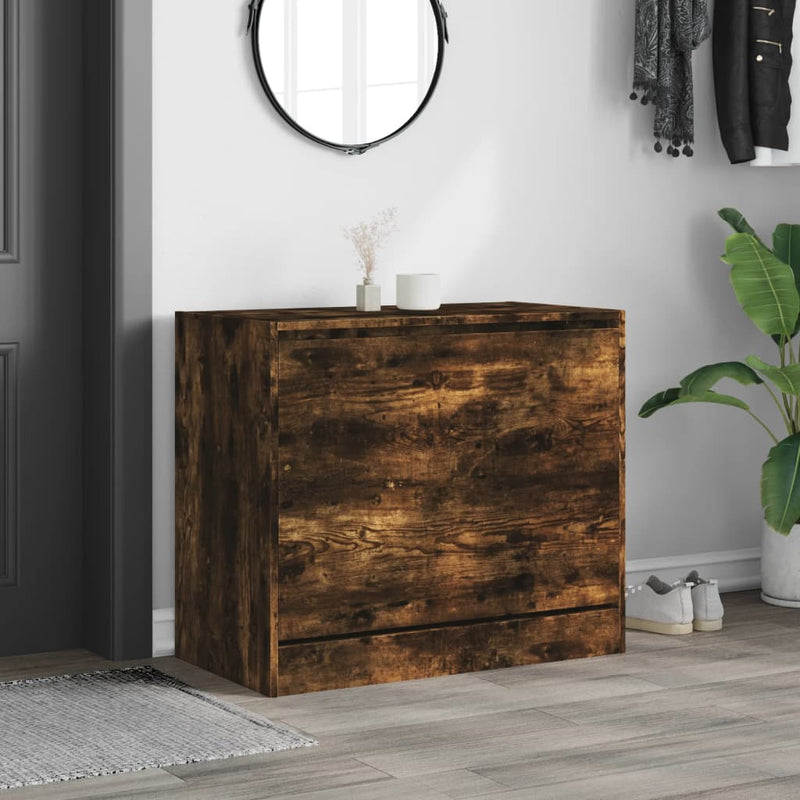 Afbeelding laden in galerijviewer, Vidaxl schoenenkast 80x42x69 cm bewerkt hout gerookt eikenkleurig
