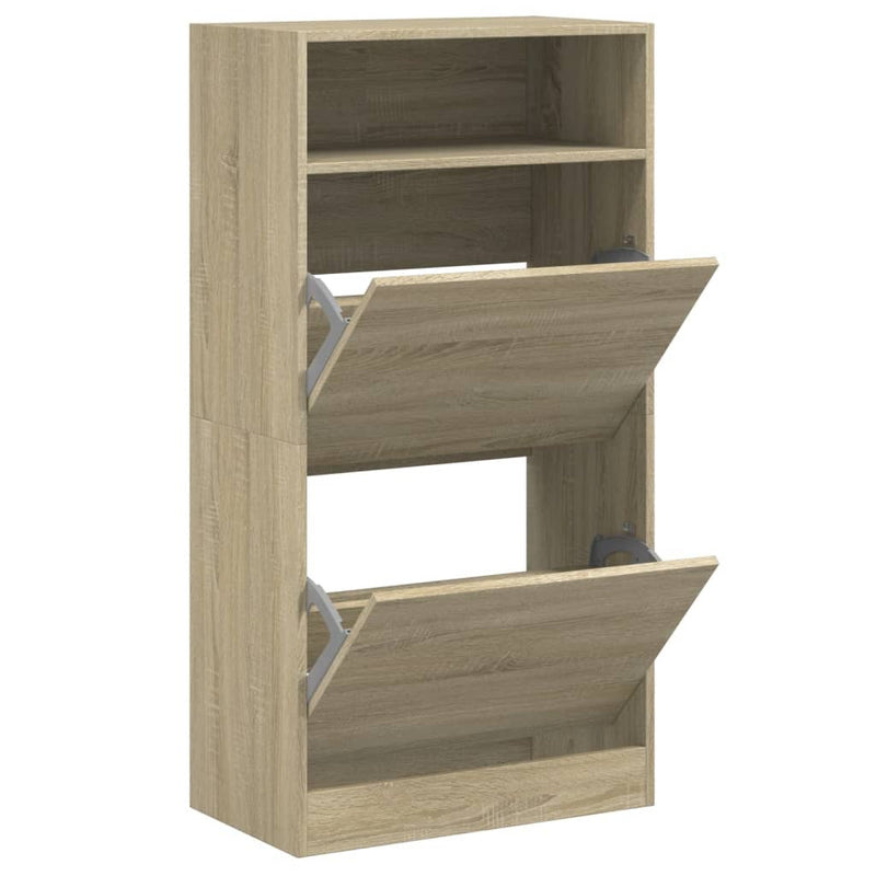 Afbeelding laden in galerijviewer, Vidaxl schoenenkast 60x34x116 cm bewerkt hout sonoma eikenkleurig
