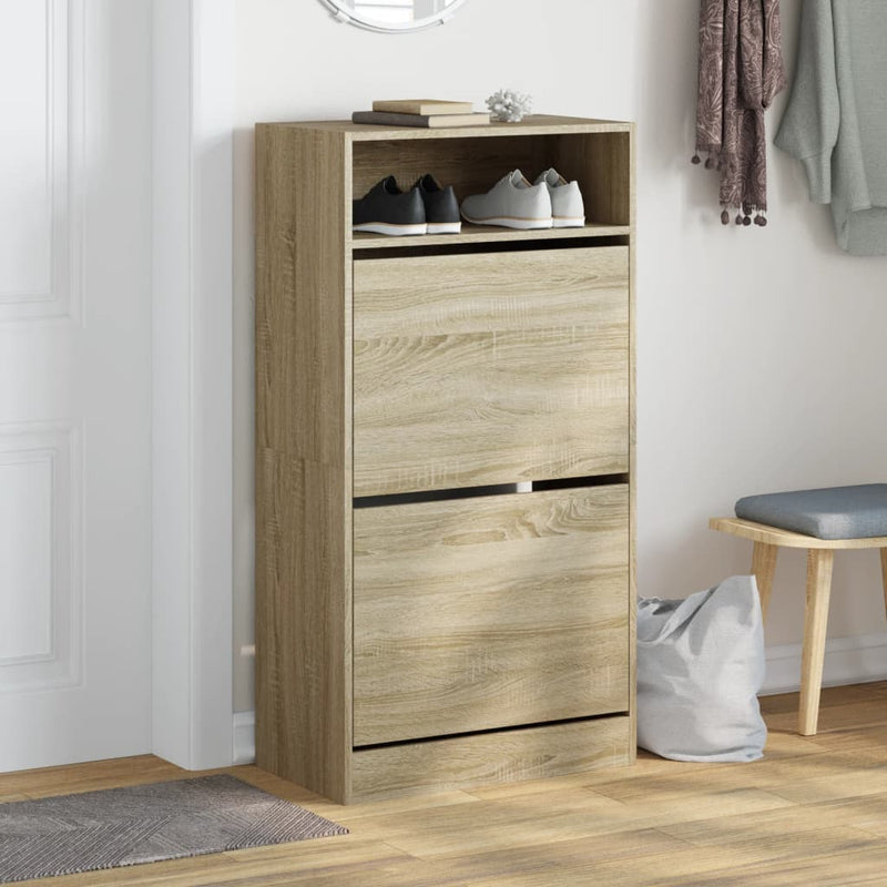Afbeelding laden in galerijviewer, Vidaxl schoenenkast 60x34x116 cm bewerkt hout sonoma eikenkleurig
