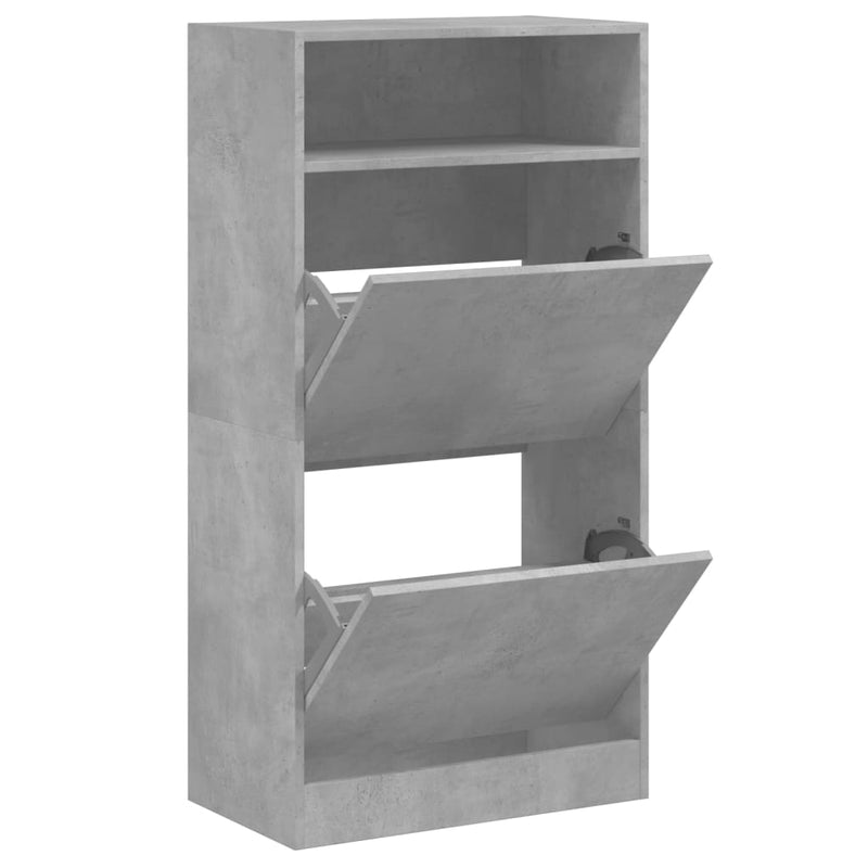 Afbeelding laden in galerijviewer, Vidaxl schoenenkast 60x34x116 cm bewerkt hout betongrijs
